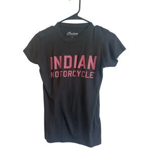 Indian Motorcycle Women’s Graphic Baby Tee Sz S Black Red Nashville Nice!